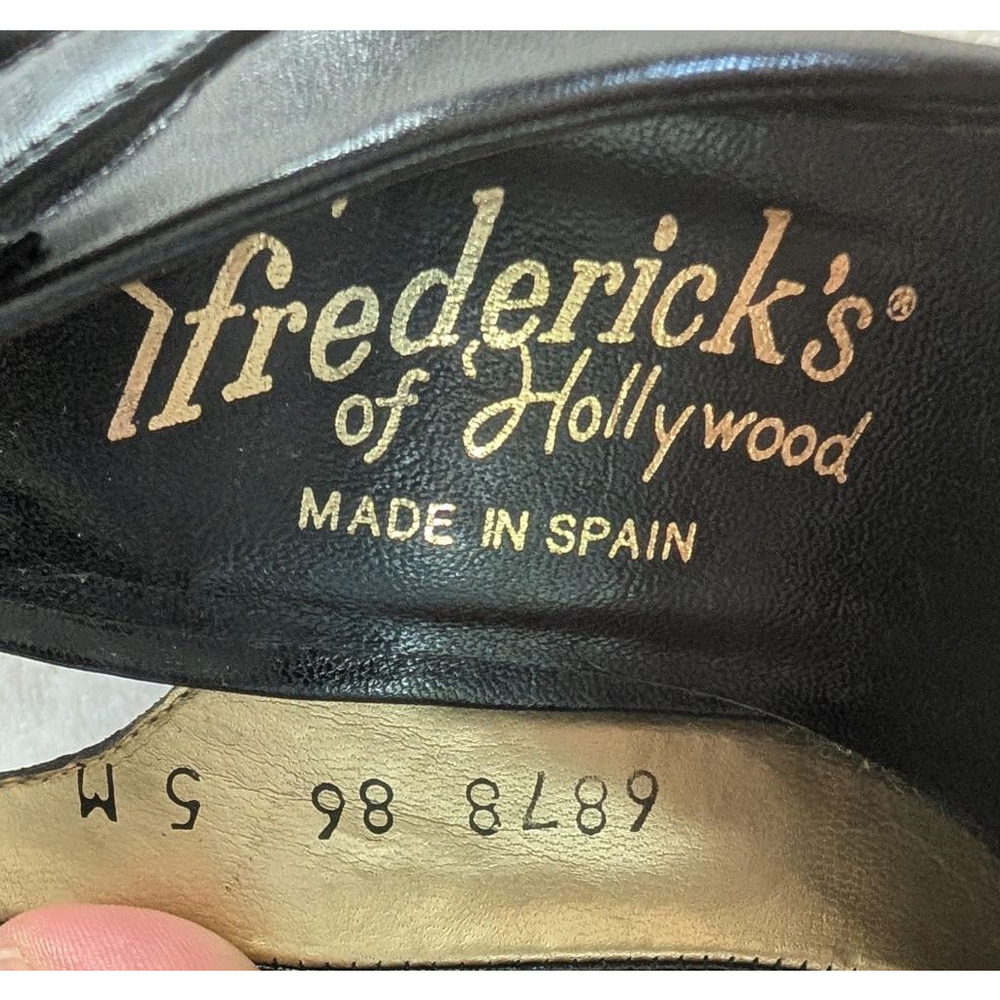 Frederick's of Hollywood Vintage Black Gold Slingback Heels - Size 5 - Picture 3 of 9